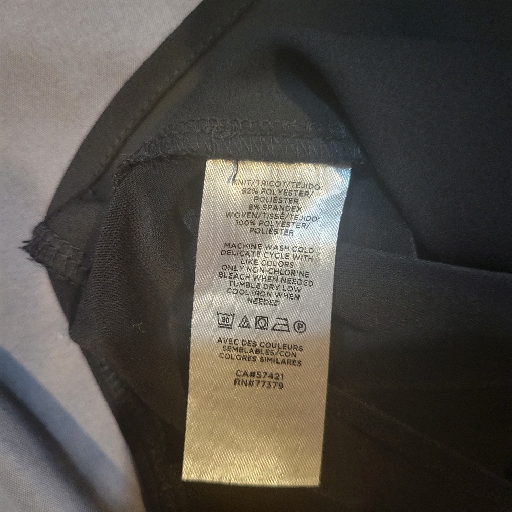 Ann Taylor Solid Black Babydoll Cap Sleeve Sheer Front Blouse Button Up | Small - Picture 7 of 7